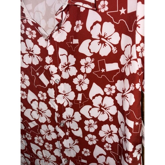 Texas red Hawaiian Shirts Short Sleeve Beach Floral button down SZ small Medium - Picture 4 of 7